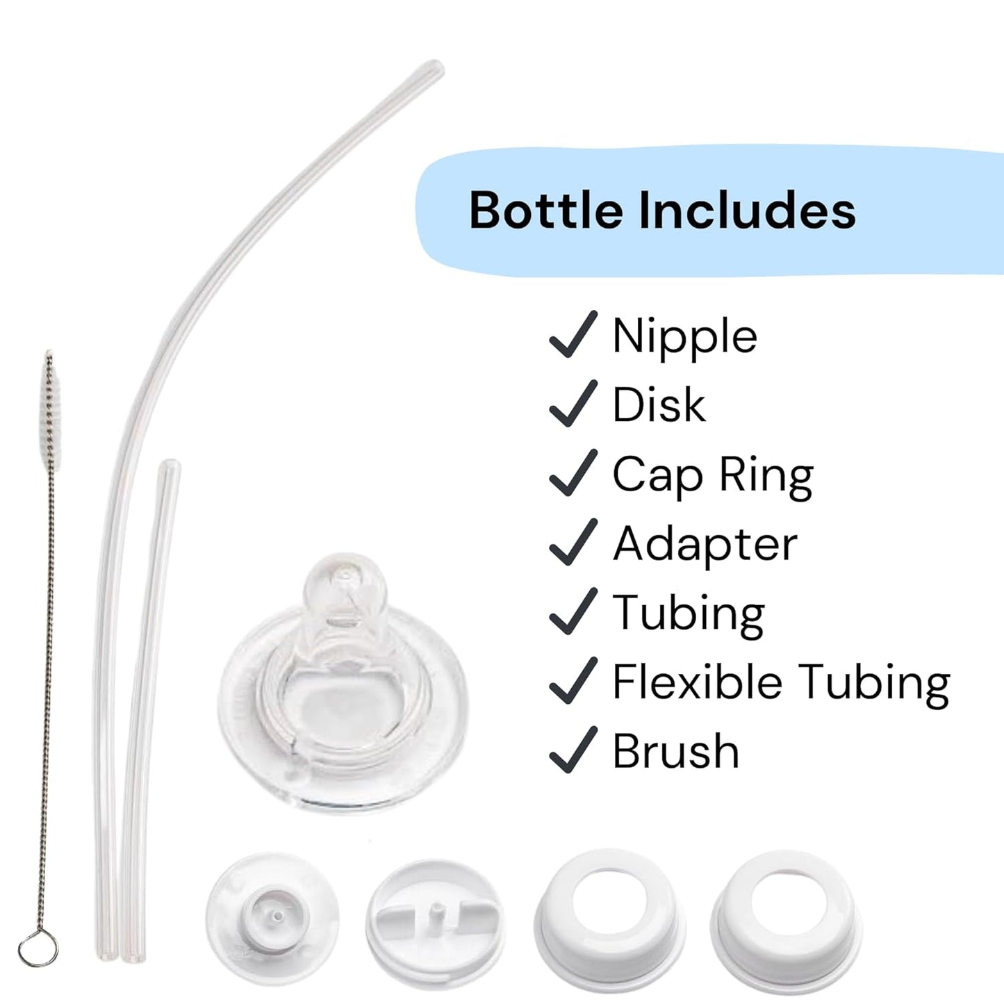 Hands-Free Baby Bottle - Anti-Colic Nursing System 9 oz Baby Bottle with Fast Flow Nipple/Teat 3m+ Infant with Tube Straw Feeding System for Toddler (1 Bottle - Dinosaur)