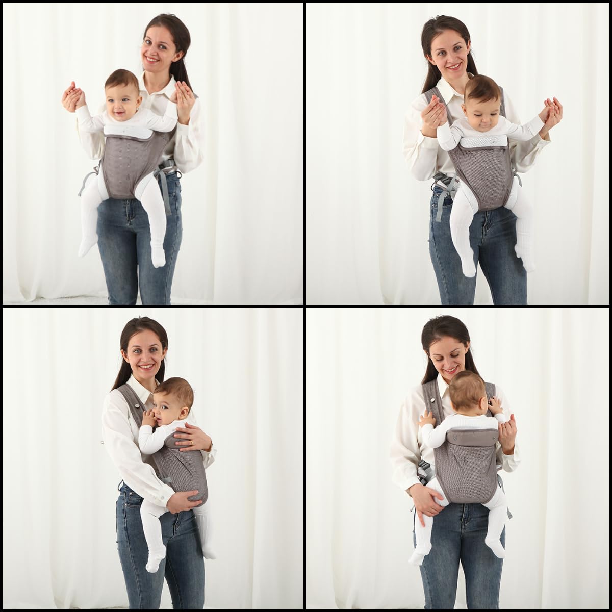 Baby Carrier Newborn Wrap,Ergonomic Infant Soft Carriers for Toddler 7-45 lbs,Adjust Back Strap/Waist Belt,4-in-1 Babe Carrier Front&Back,for Hiking Travel or Everyday Family Events-solid color (Gray)