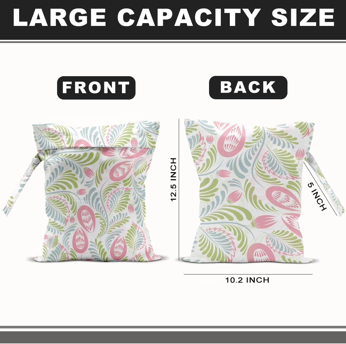 2Pcs Flower Print Wet Bags, Wet Dry Bag Reusable Zipper Pouch for Swimsuit, Diapers, Travel, Pool, Beach, Dirty Yoga Gym Clothes, Toiletries, Waterproof Birthday Christmas Gifts for women