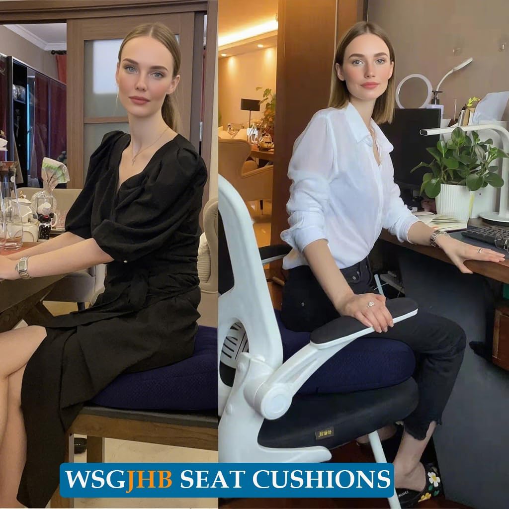 WSGJHB Large Seat Cushion, Extra Thick Booster Seat Cushions for Office Chairs Long Sitting Office Workers, Car Drivers, Relieves Back Pain, Breathable, Anti-Slip, 20x20x6 inchs, Blue