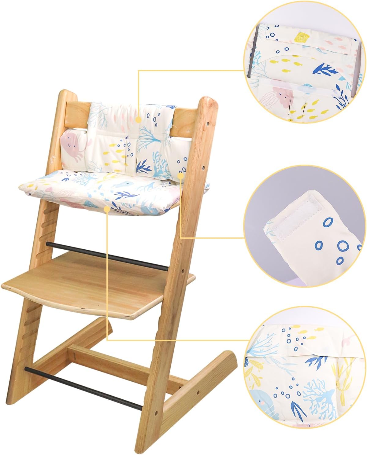 For Tripp Trapp High Chair Cushion, Soft And Comfortable For Tripp Trapp High Chair Cushion, For Tripp Trapp Cushion Set Makes It Safer And More Comfortable For Baby To Sit On (Marine animal patterns)