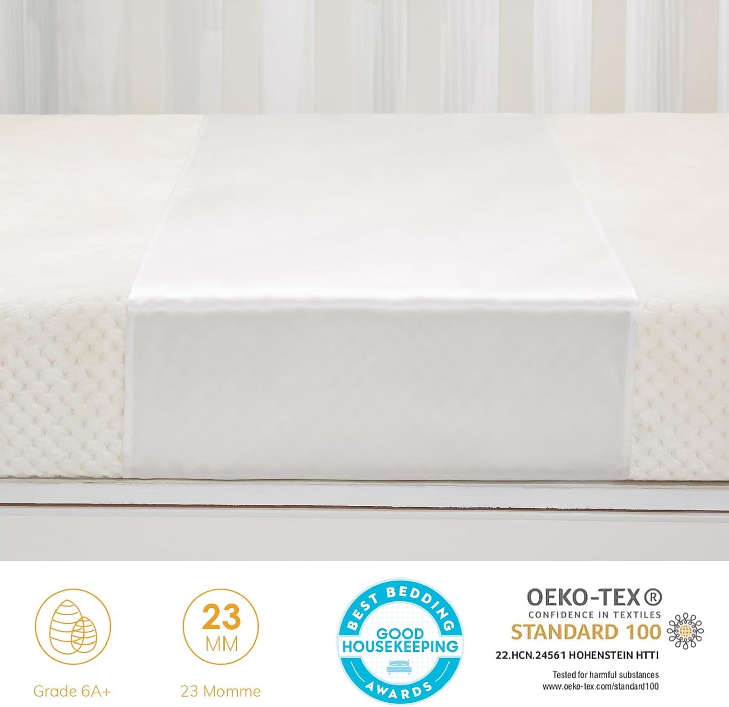 PROMEED 2 Pack 23 Momme Silk Crib Slip for Baby Hair, No More Bed Head and Baby Bald Spots, 100% Silk Crib/Bassinet Sheets for Baby Boy/Girl (White)
