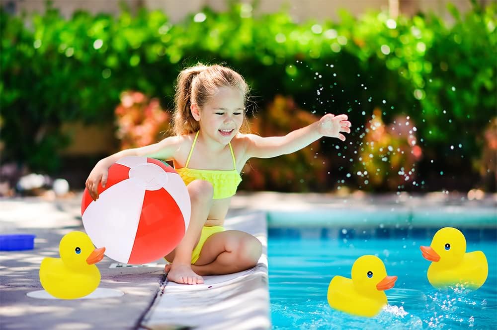 Yellow Rubber Duck Toy Duckies for Kids, Bath Birthday Gifts Baby Showers Classroom Incentives, Summer Beach and Pool Activity, 3" Inch (2-Pack)