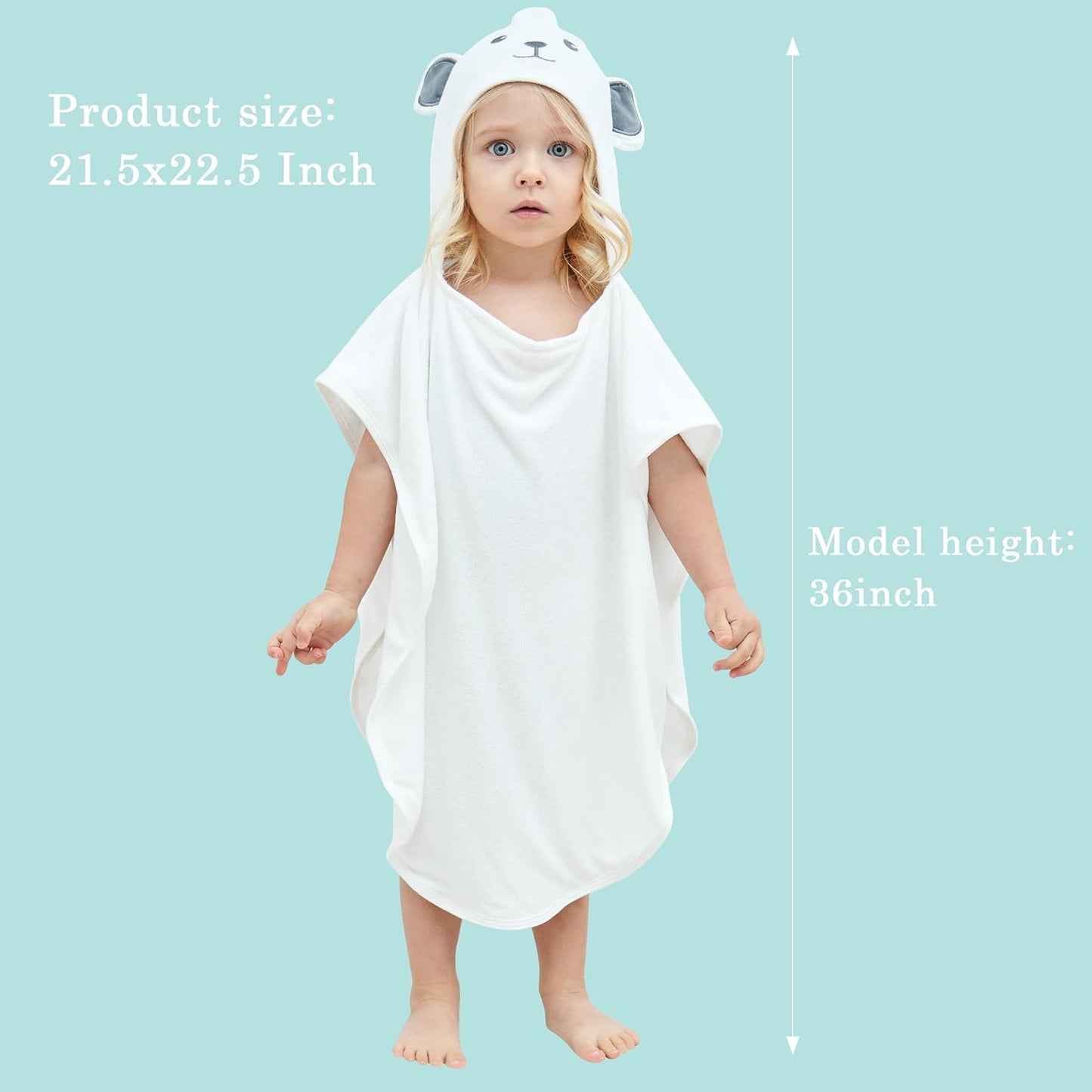 HIPHOP PANDA Hooded Towel - Rayon Made from Bamboo, Bath Towel with Bear Ears for Newborn, Babie, Toddler, Infant - Absorbent Large Baby Towel - Bear, 21.5 x 22.5 Inch