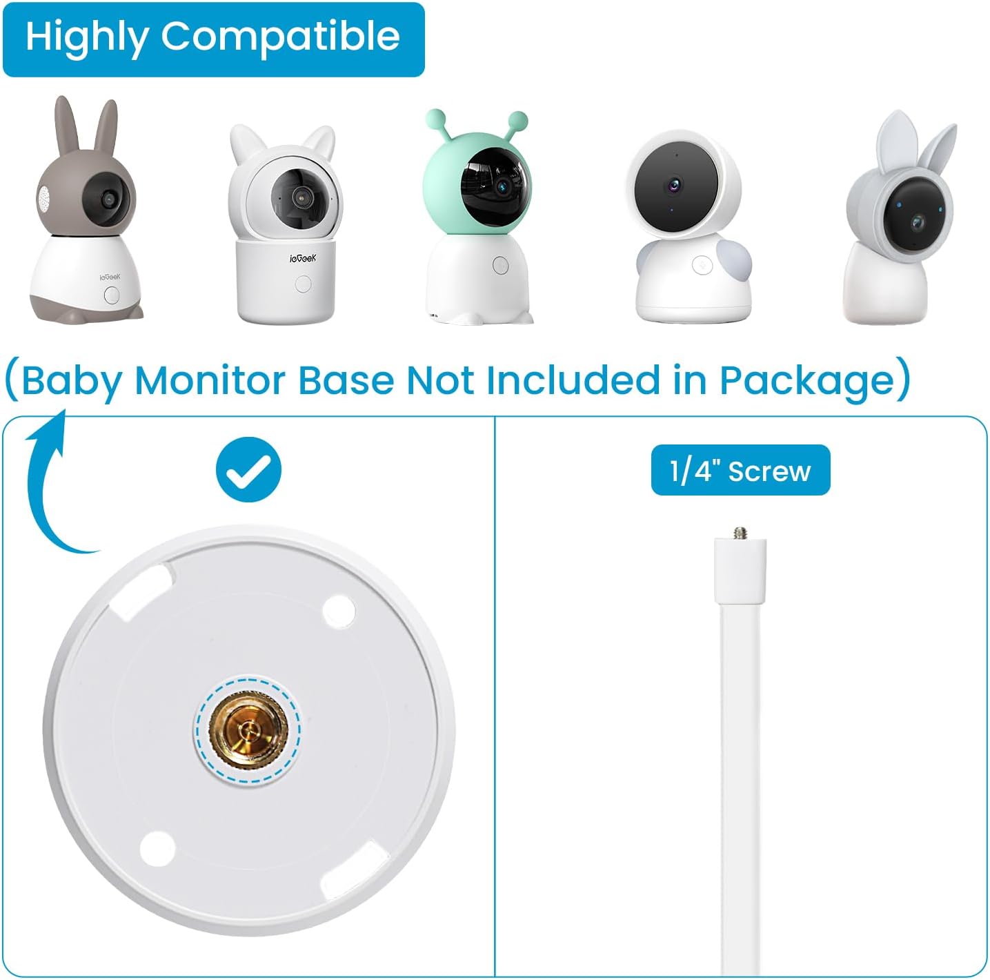 ieGeek Baby Monitor Mount Bracket for Baby 1T/4/5 Baby Camera Holder Holder with a 1/4” Screw,with 21.6" Flexible Gooseneck Arm