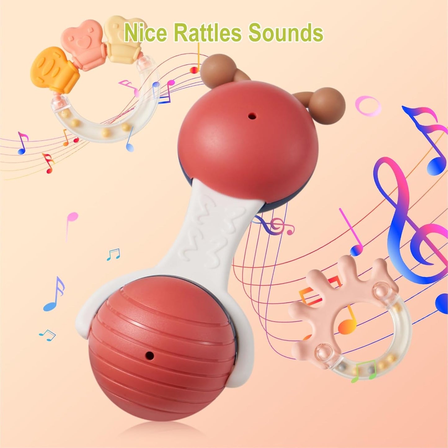 Baby Rattles TeetherToys for Babies 3-6 Months, Infant Toys 6-12 Months, Baby Gift Teething Toy