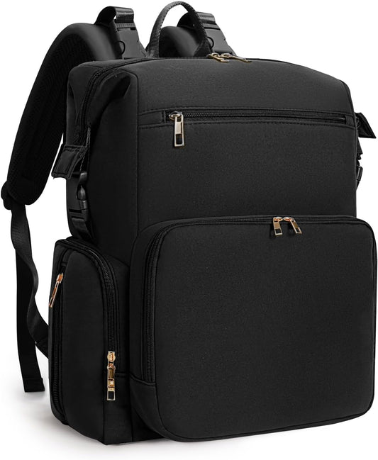CEI-CEI Neoprene Diaper Bag Backpack with Changing Pad, Large Newborn Baby Maternity Bags Travel Tote with Insulated Pockets (Black)