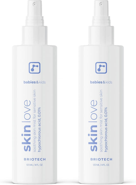 Briotech Baby Skin Love Spray | Gentle Hypochlorous Acid Mist for Soothing, Calming & Cleansing Delicate Skin | Pediatrician-Approved, Added Fragrance-Free | 4 oz (2 Pack)