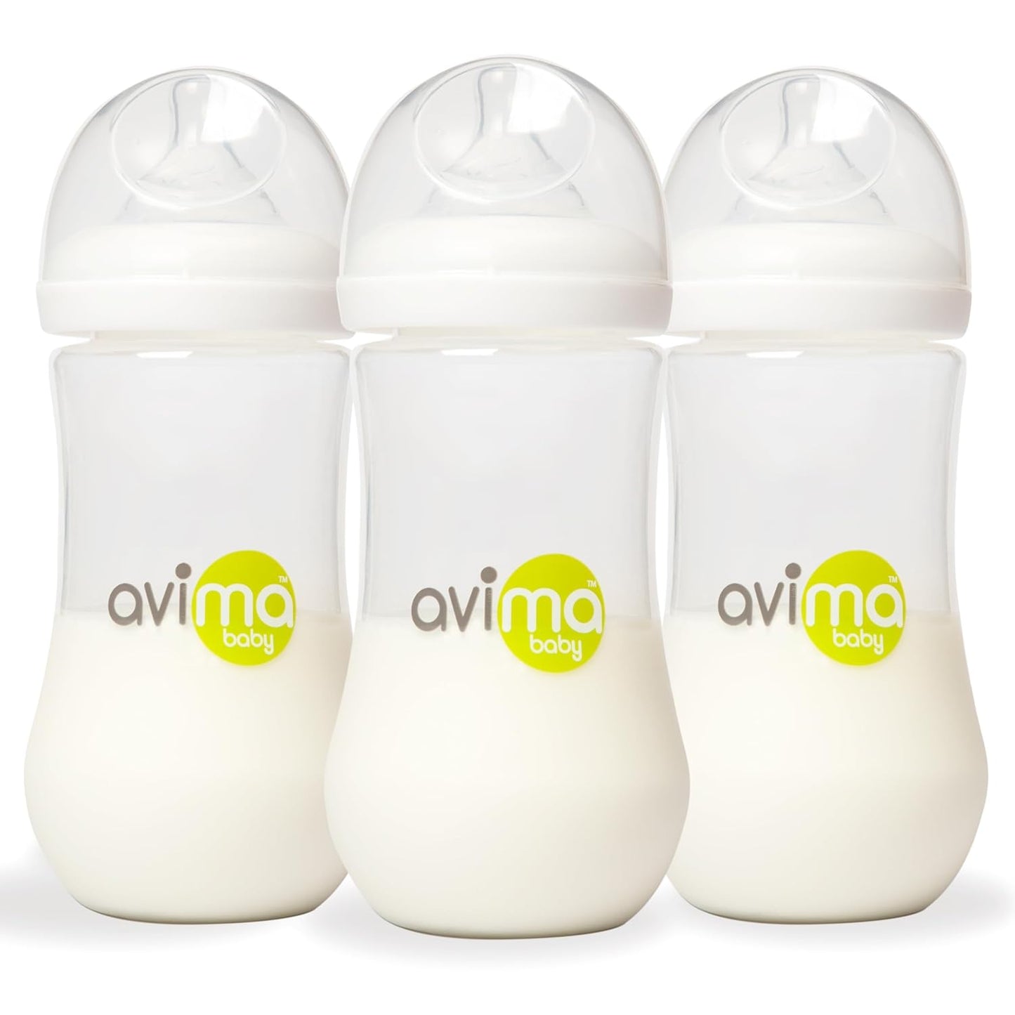 Avima Baby 12 oz Anti Colic Baby Bottles for Breastfed Babies - Fast Flow Nipples, Wide Neck Bottle, BPA Free - 9-12 Months, Stage 3 (Set of 3)