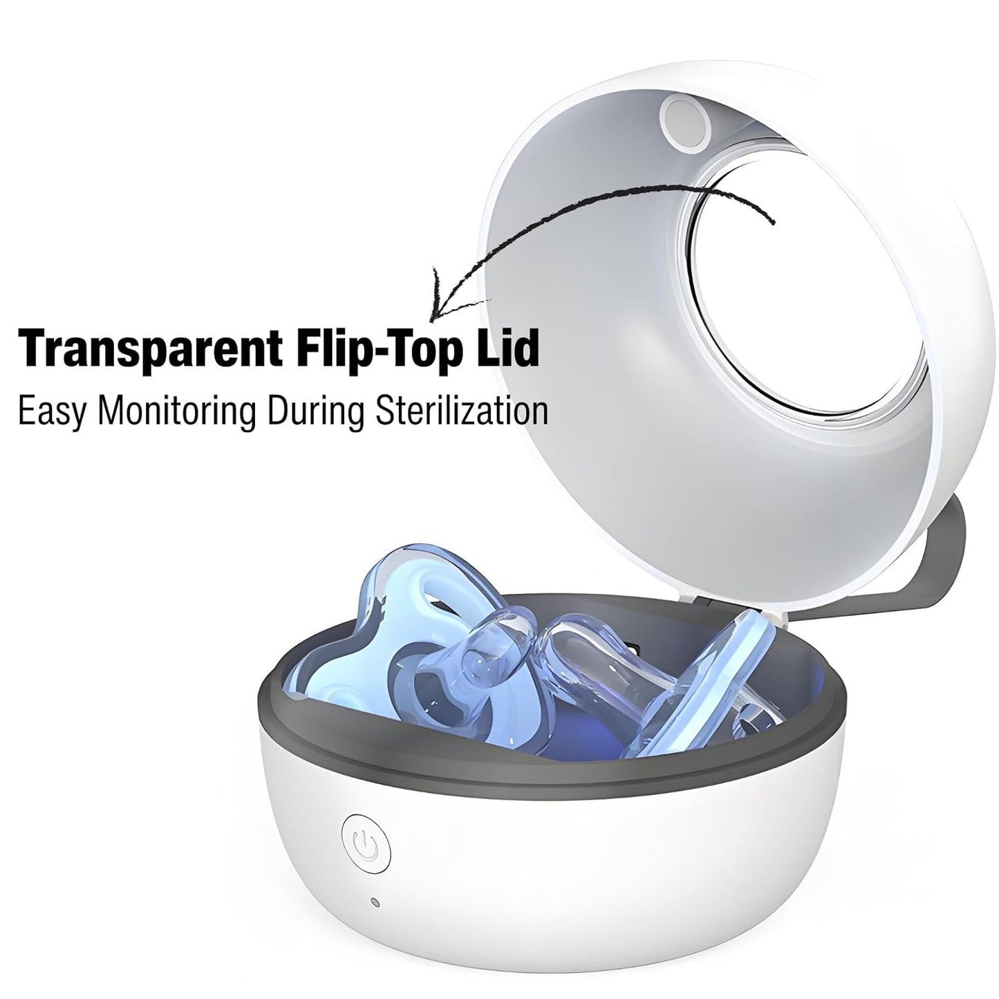 PandaEar Portable UV Pacifier Sanitizer, USB Rechargeable Mini Sanitizer Case, 99.9% Cleaned in 3 Minutes, Portable Baby Pacifier Cleaner for Travel and Home Use