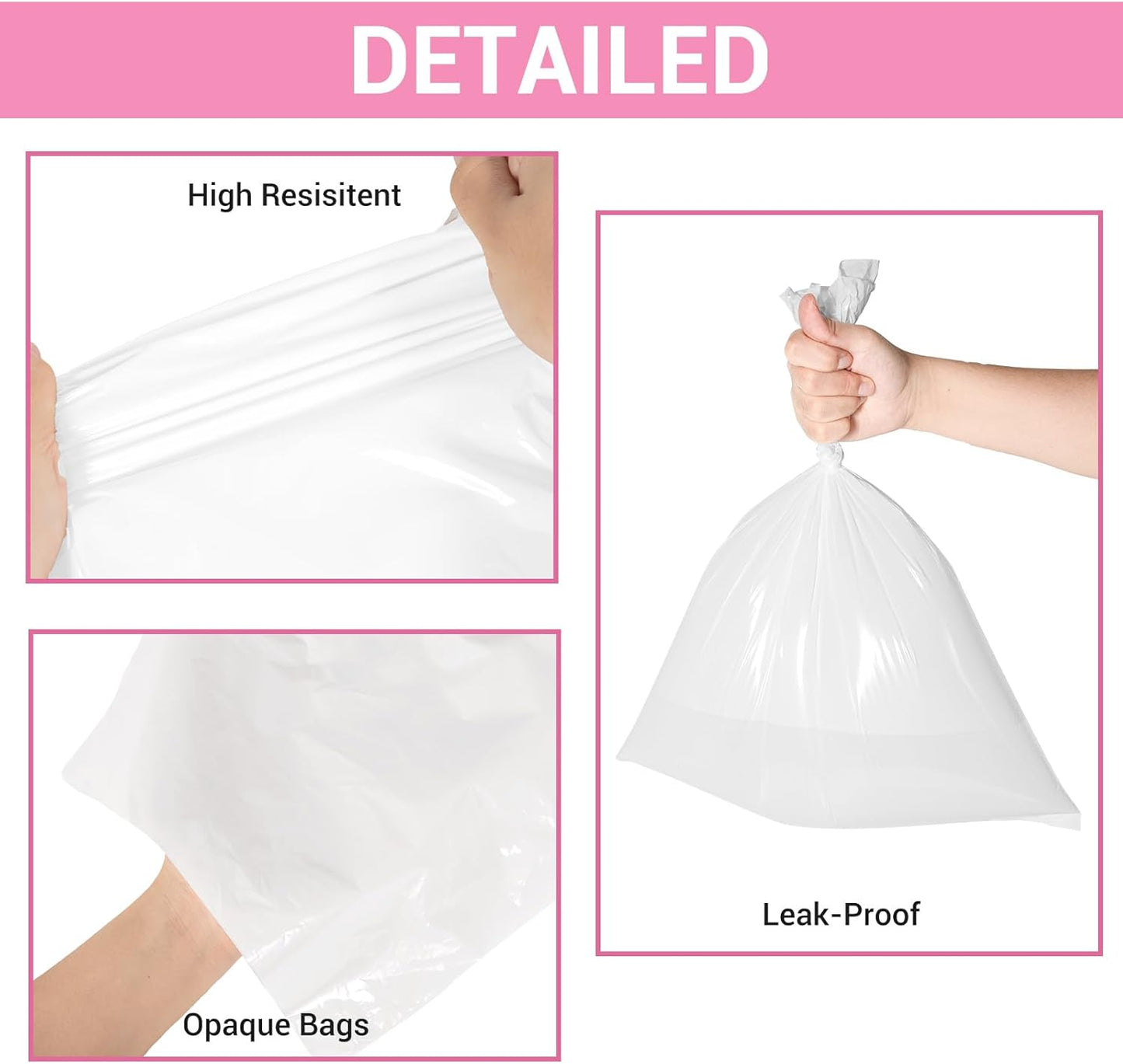 Odor Sealing Baby Diaper Disposable Bags - L/90 Counts Unscented, Large Capcity Diaper Sacks for Home, Travel & On-the-Go Use (Color:White)