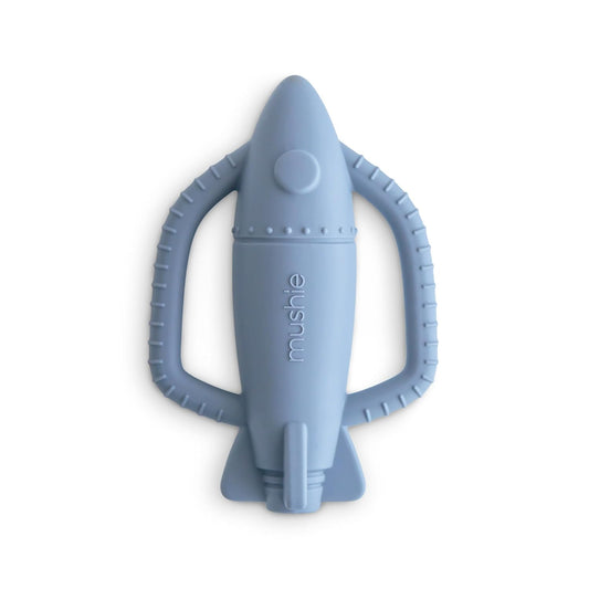 mushie Silicone Baby Rocket Rattle Teether Toy