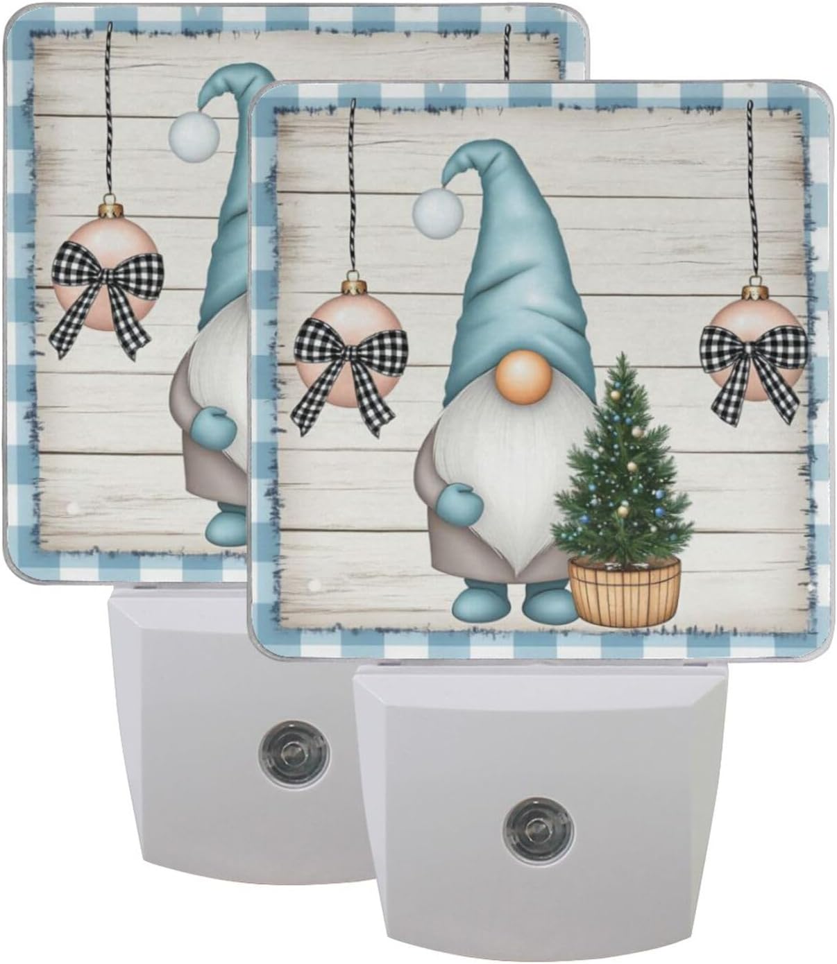 Aslsiy Night Light for Kids Blue Gnomes Snow Christmas (8) Plug in Wall Lamp LED Dusk to Dawn Sensor Energy Saving Nightlight for Boys Girls Men Women