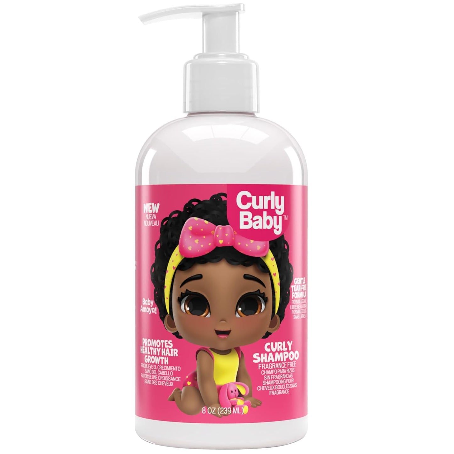 Curly Shampoo – Tear-Free, Dermatologist-Tested, Hypoallergenic, Fragrance-Free Baby Shampoo for Curly, Kinky, Coily Hair – Gentle Cleanse, Moisturizing, Promotes Healthy Hair Growth - 8oz