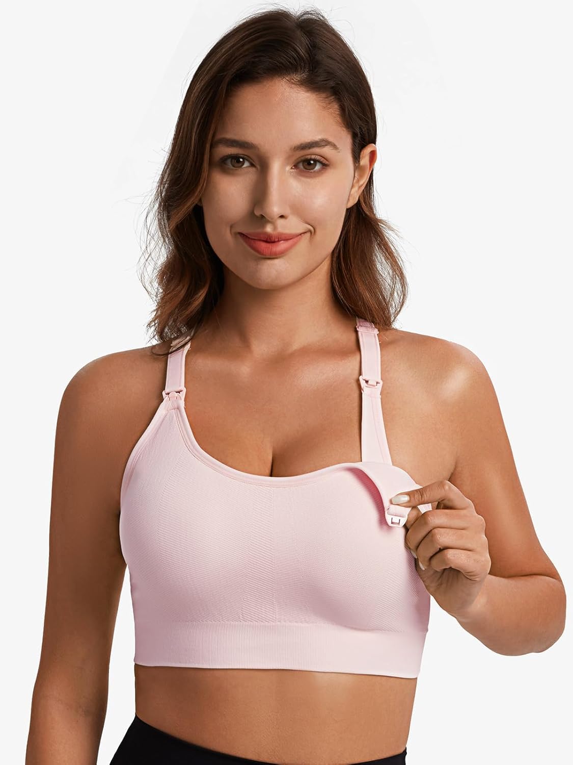 Angelhood Nursing Bras for Breastfeeding, Seamless Nursing Sports Bra Medium Impact Support Maternity Bras for Pregnancy