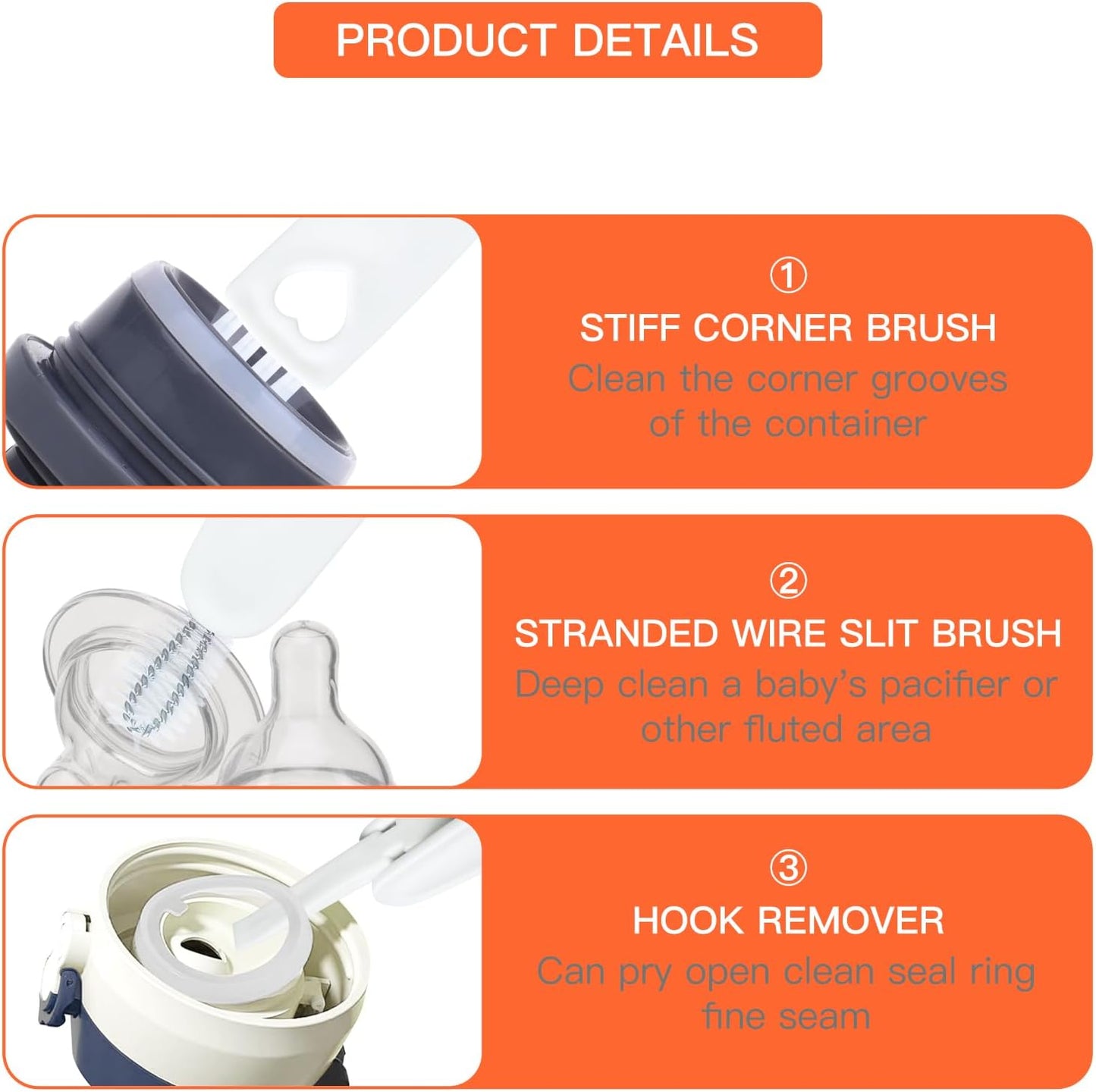 3 in 1 Cup Lid Cleaning Brush - Multifunctional Crevice Cleaner for Bottle Gaps and Tight Spaces