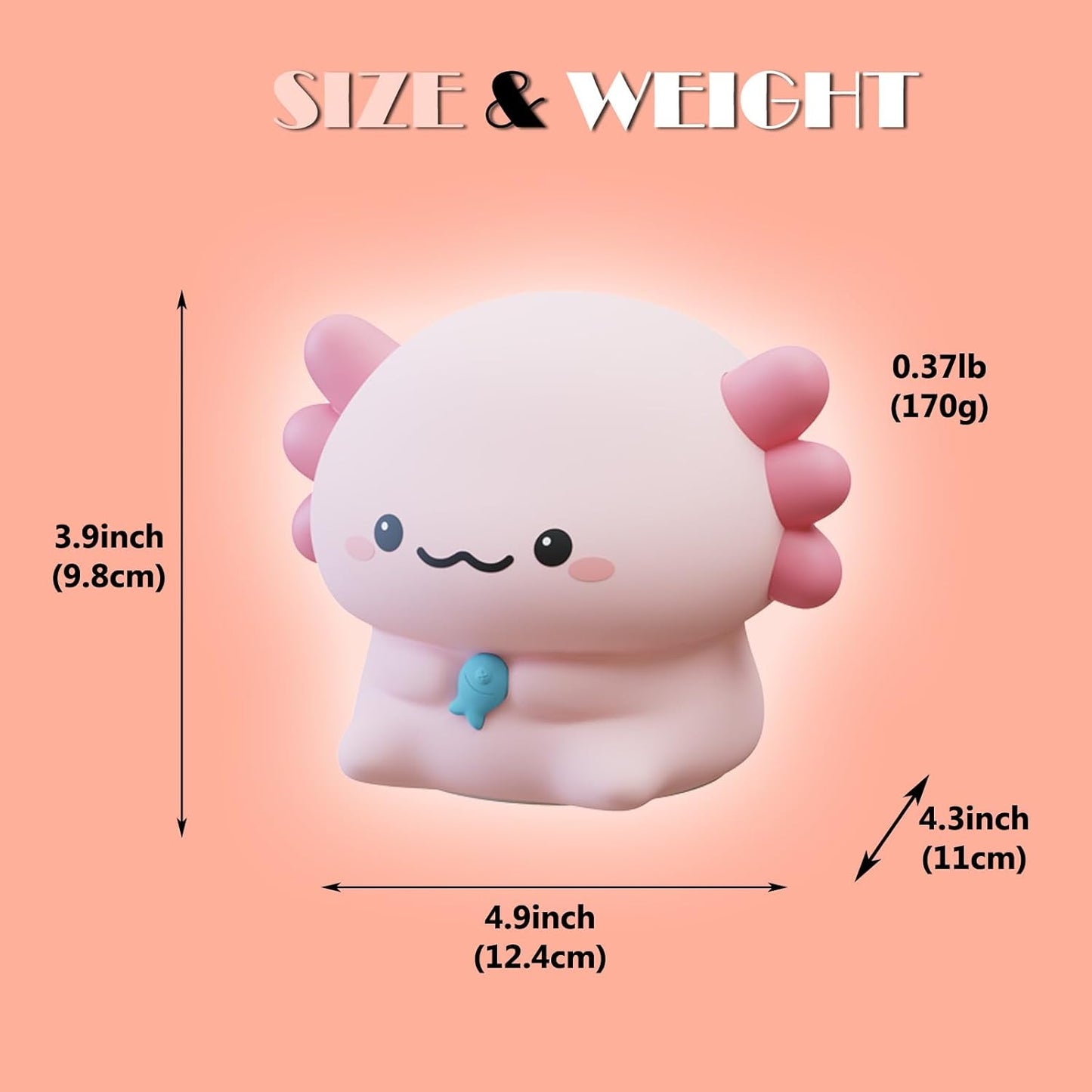 Axolotl Cute Cartoon Nursery Night Lights, Animal Design Safe Silicone Soft LED Nursery Lamp for Toddler Room Decoration