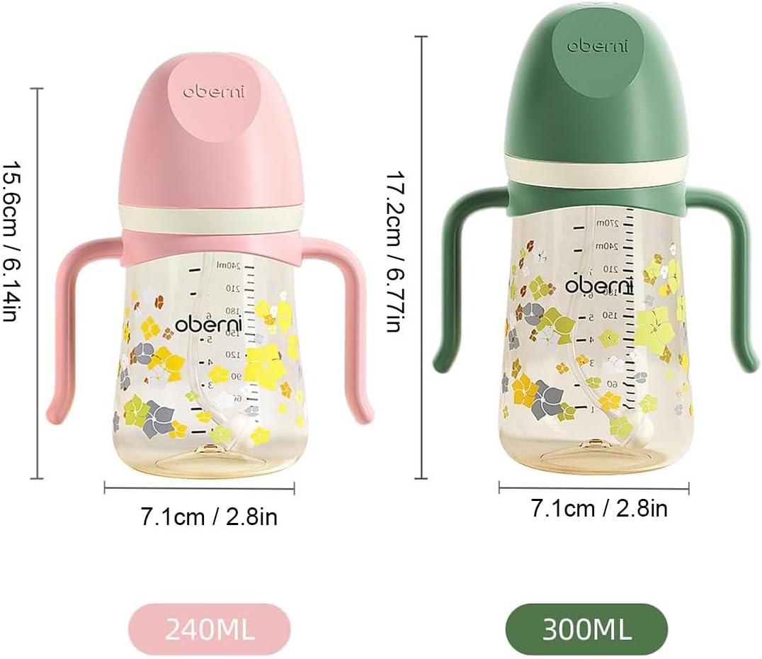 Baby Sippy Cup 240ml/8oz, Toddler Water Drinking Bottle with Non-Spill Valved Spout for 6+ Months, Green/3Pack