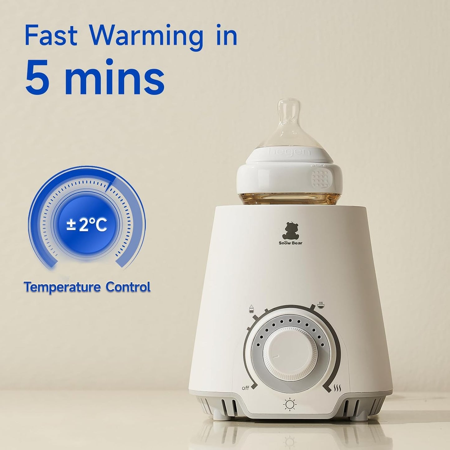 Snow Bear Baby Bottle Warmer & Breastmilk Heater - Fast & Even Warming for Breast Milk, Formula, and Baby Food - Safe, Efficient, Portable & Convenient for Busy Parents