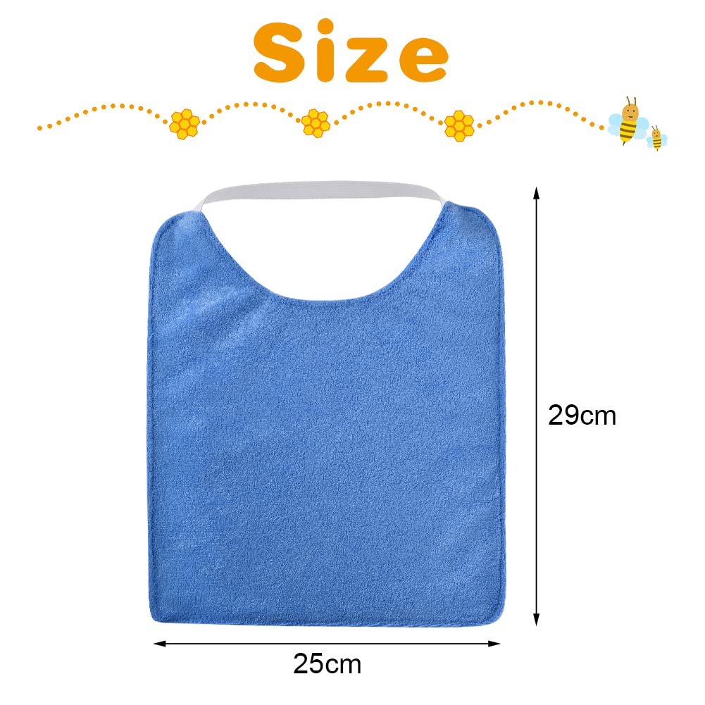 Vicloon Baby Bibs, 5PCS Terry Bib Set, Baby Bibs for Boys, Girls, Terry Drool Cotton Bibs Waterproof protection, Adjustable Elastic Strap, Baby Bandana Drool Bibs for Feeding, Teething Drooling(BULE)