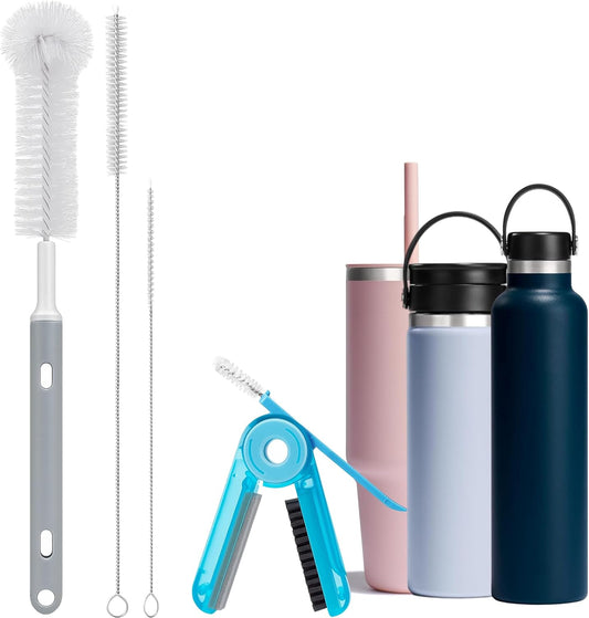 Palksky Water Bottle Cleaner Brush Kit for Hydroflask, Wide Straw Lid Brushes and Long Handle Scrubbing Bottles Brush for Hydro Flask 16/24/32/40 oz Cups