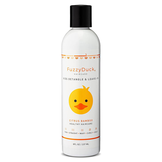 FuzzyDuck Kids Detangler & Leave-in Conditioner – Lightweight Moisturizer for Frizz Control & Curl Definition, Hydrates & Softens Dry Hair with Aloe, Sea Botanicals & Honey (Citrus Bamboo, 8oz)