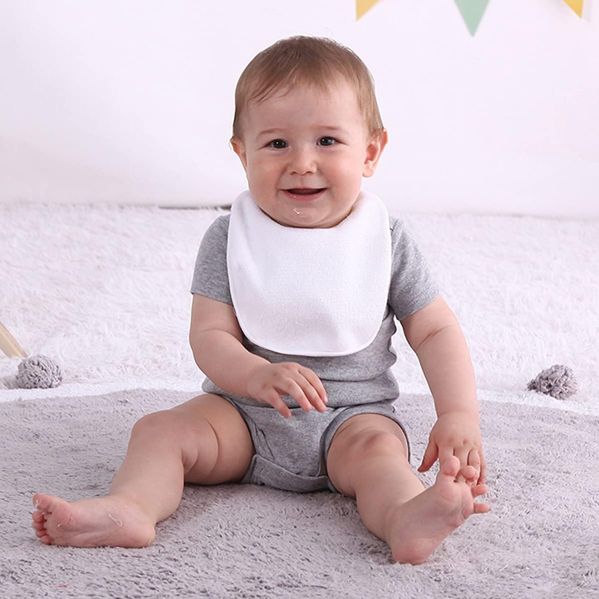 Maiwa Waterproof Terry cloth Baby bibs with Snaps for newborn girl boy, drool and teething for baby