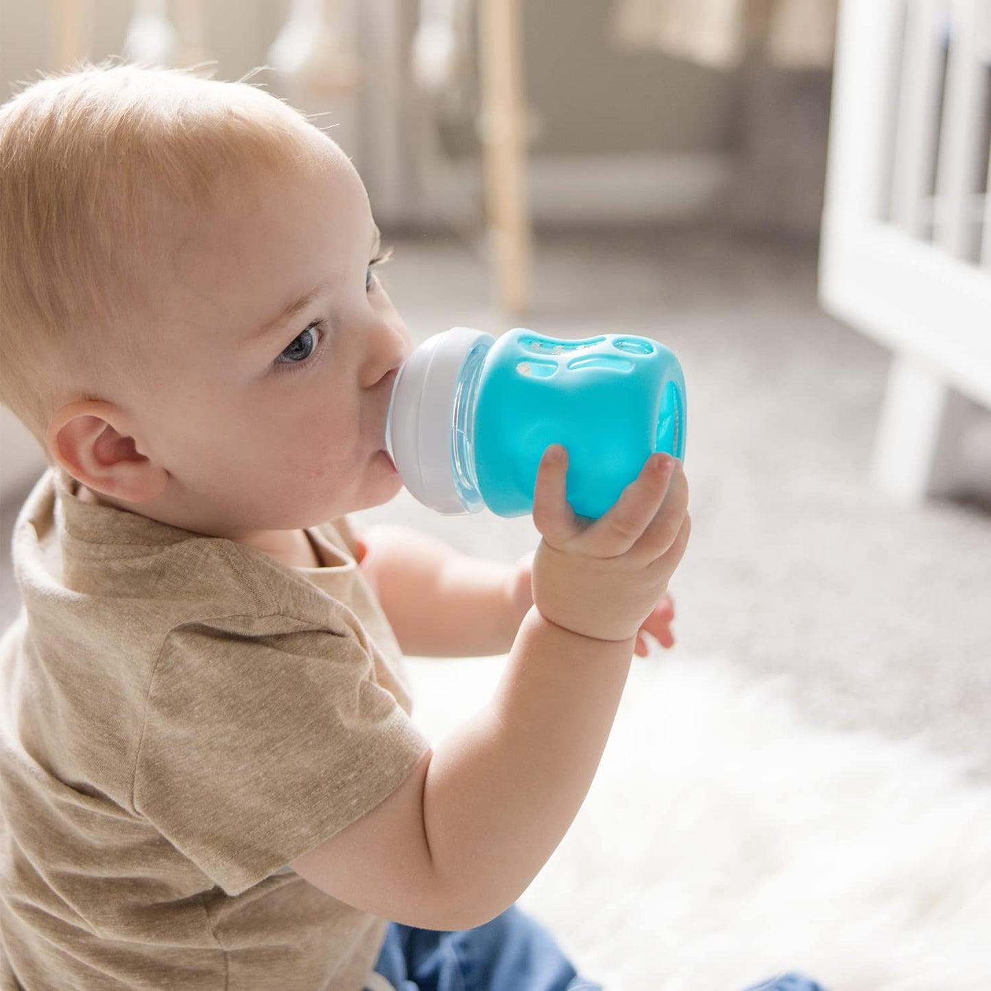 Olababy Silicone Sleeve for Avent Natural Glass Baby Bottles (4 oz, Green)