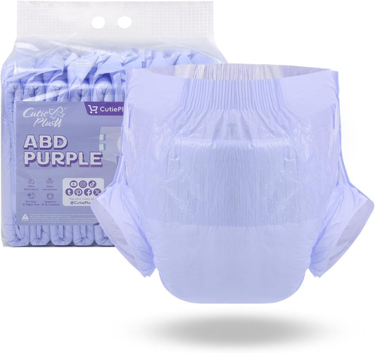 CutiePlusU Disposable Adult Diaper Heavy Absorption Dry Surface Adult Diapers All Night- Purple 10 Pieces (Medium 28"-38")