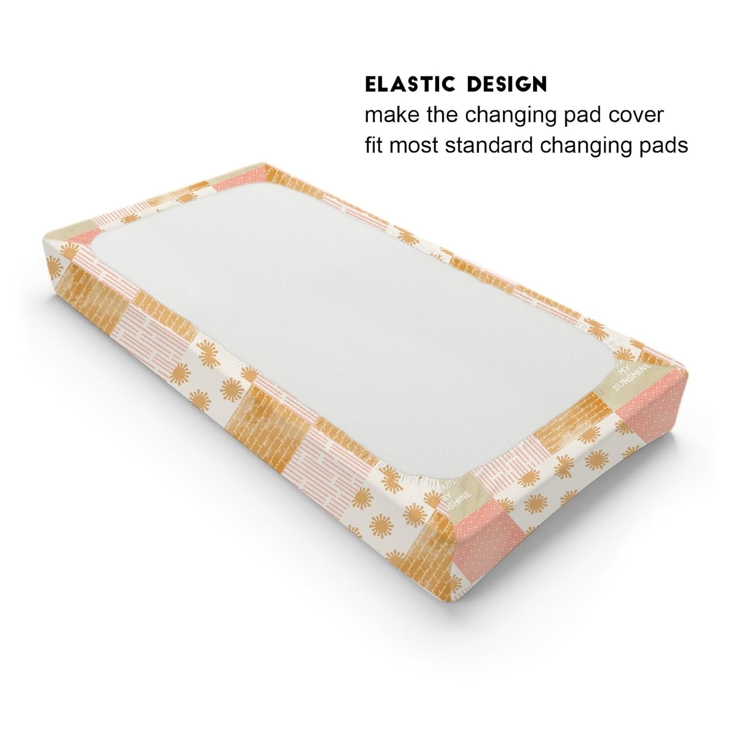 Colorful Boho Sun Changing Pad Covers Cute Sunshine Stripes Diaper Change Pad Sheets for Girls Boys Letters Quote Soft Breathable Stretchy Snug Fitted Changing Mat Cover 32''x16''