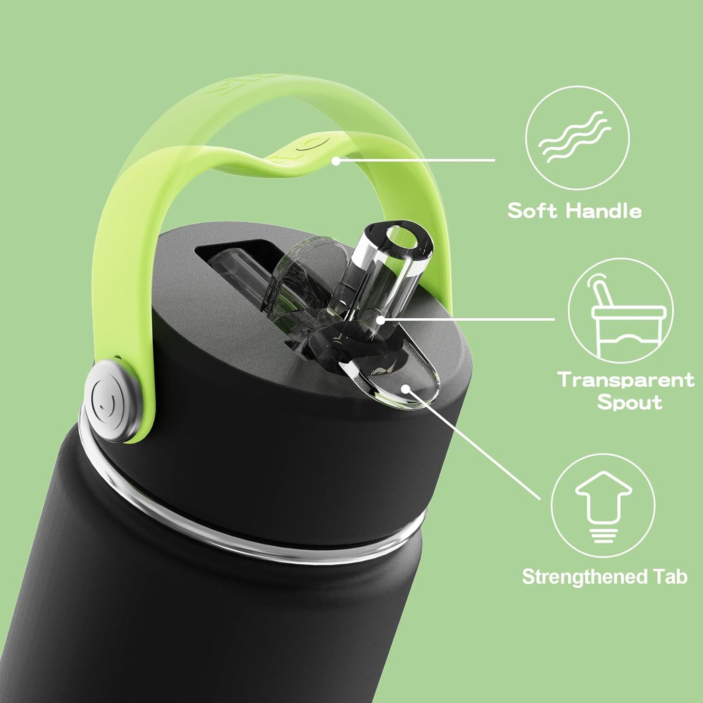 OISIZ Kids Water Bottle with Straw Lid 14oz, Vacuum Insulated 316 Stainless Steel Water Bottles for Kids for School, Leakproof Water Bottle, BPA Free and Keep Cold for 24 Hours