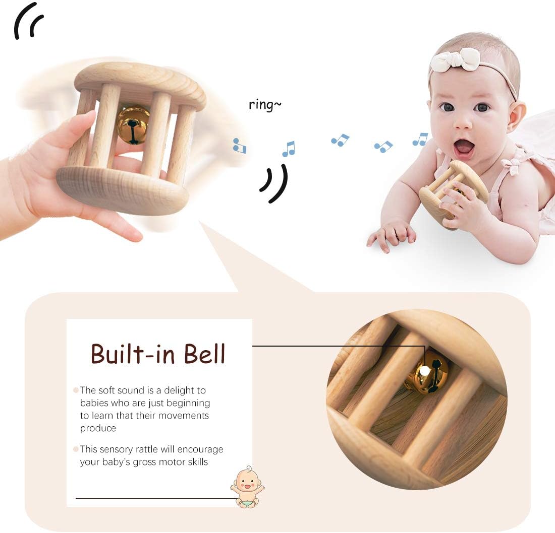 Wood Baby Rattle Personalizable Infant Rattle Sensory Development Wooden Toys Set