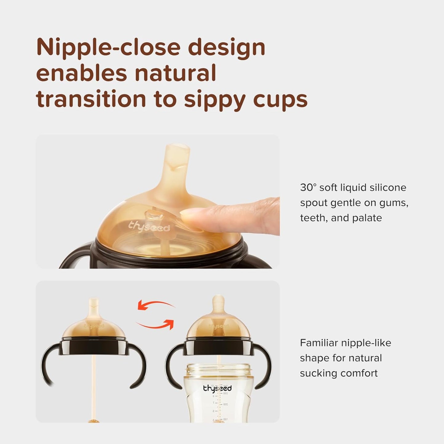 thyseed PPSU Weighted Straw Cup with Handles Toddlers Transition Bottles to Sippy Cups No Spill Learner Milk Water Baby Bottle Soft Silicone Spout Dishwasher Safe BPA Free 6+ Months 10oz/300mL 1 Pack