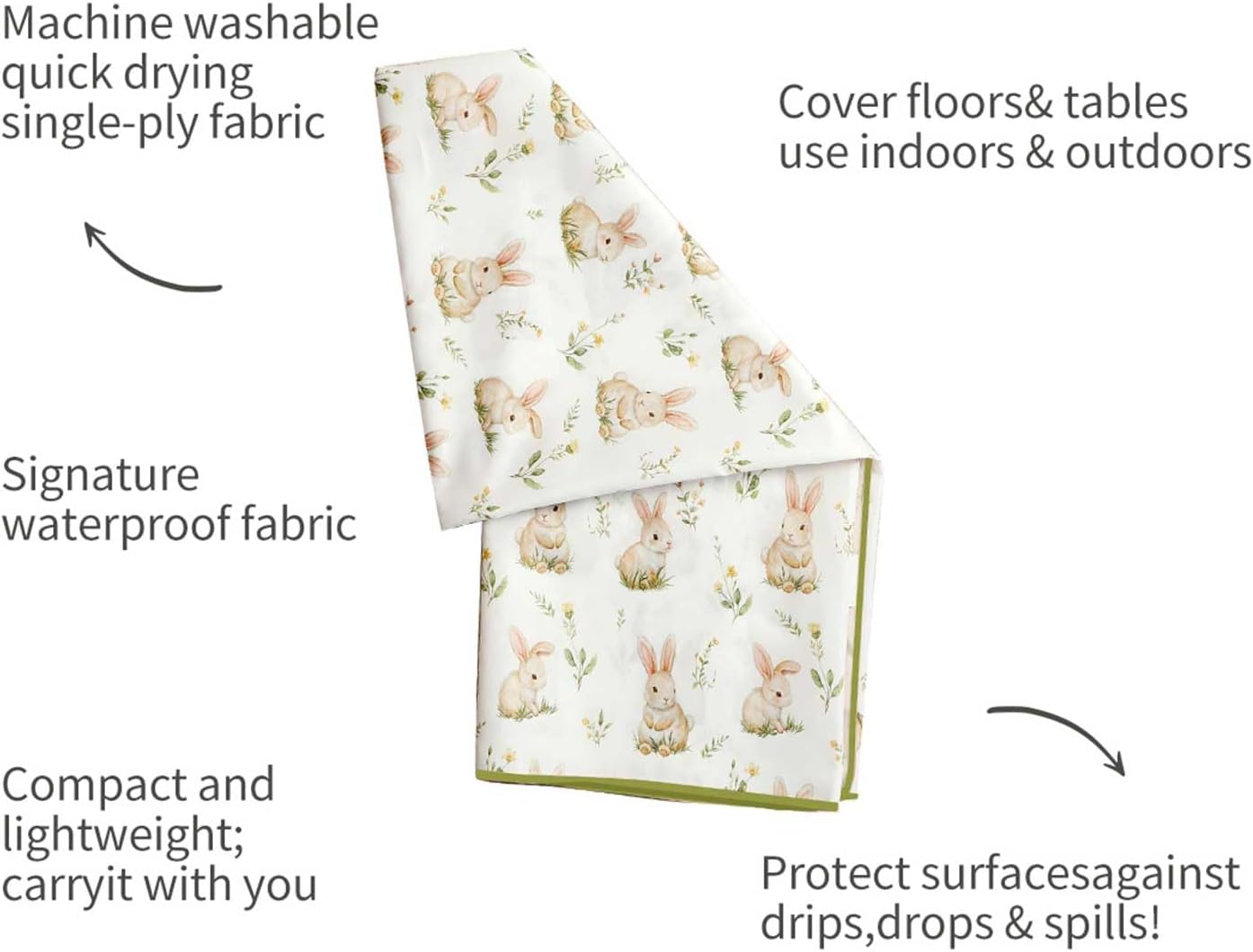 Baby Splat Mat for Under High Chair, 51 x 51 Inch Wipeable Splash Mat，Floor Protector，Wipe-Clean Tablecloth and Playing Mat (Rabbit)