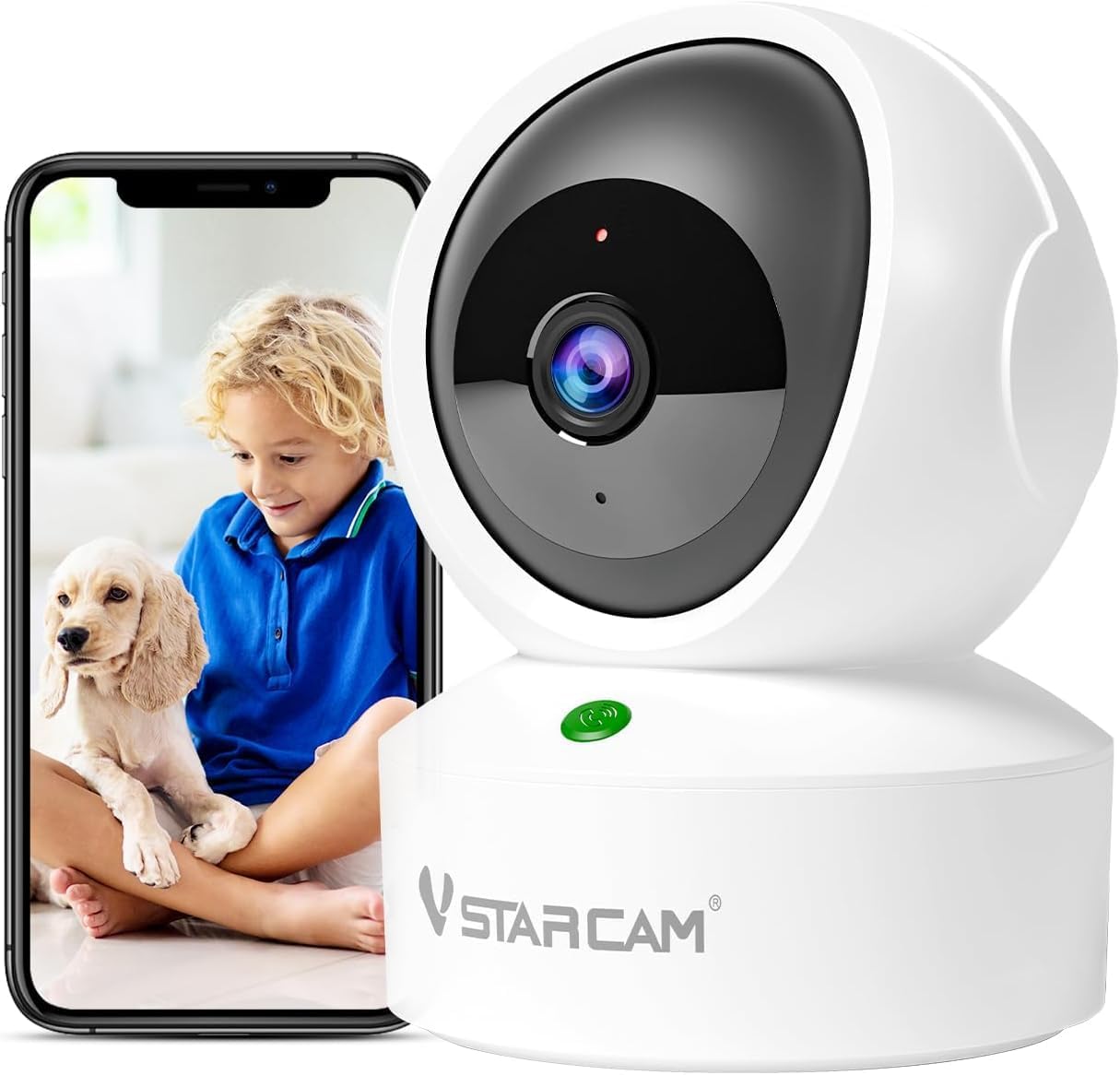 VSTARCAM 2K QHD Security Camera Indoor, Room Camera Baby Monitor 360° for Home Security, WiFi Camera with 2.4 GHz Wi-Fi, One-Touch Call, Smart Motion Tracking, IR Night Vision