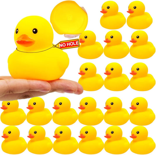 3 Inch 20 Pcs Kalafona Rubber Bathtub Duck/Duckie Waterproof No 'Bebe' No Hole Funny Bath Swimming Pool Toy Without Hole for Kids Birthday Party Favor Home Decor