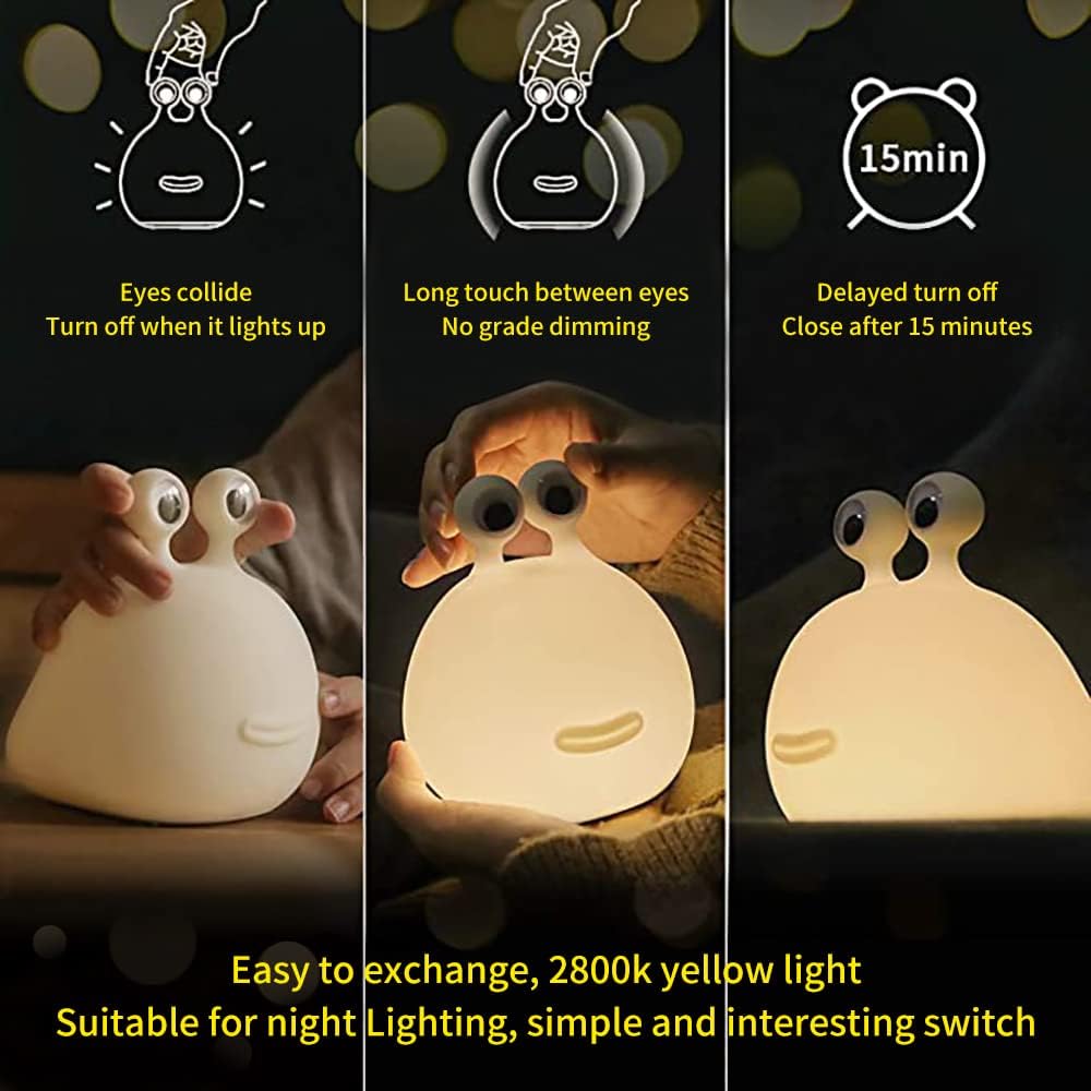 Slug Night Light,Silicone lamp for Kids,USB Rechargeable Cute Animal Lamps Timer Setting Safe Bedside Lamp Portable LED Lamps for Breastfeeding Dorm Room Decor for Christmas Gift