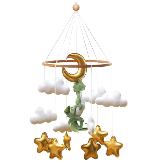 Wenqik Baby Crib Mobile for Nursery Green Leaf Dragon Mobile Crib Forest Green Forest Baby Shower Gift for Boys and Girls(Dragon)