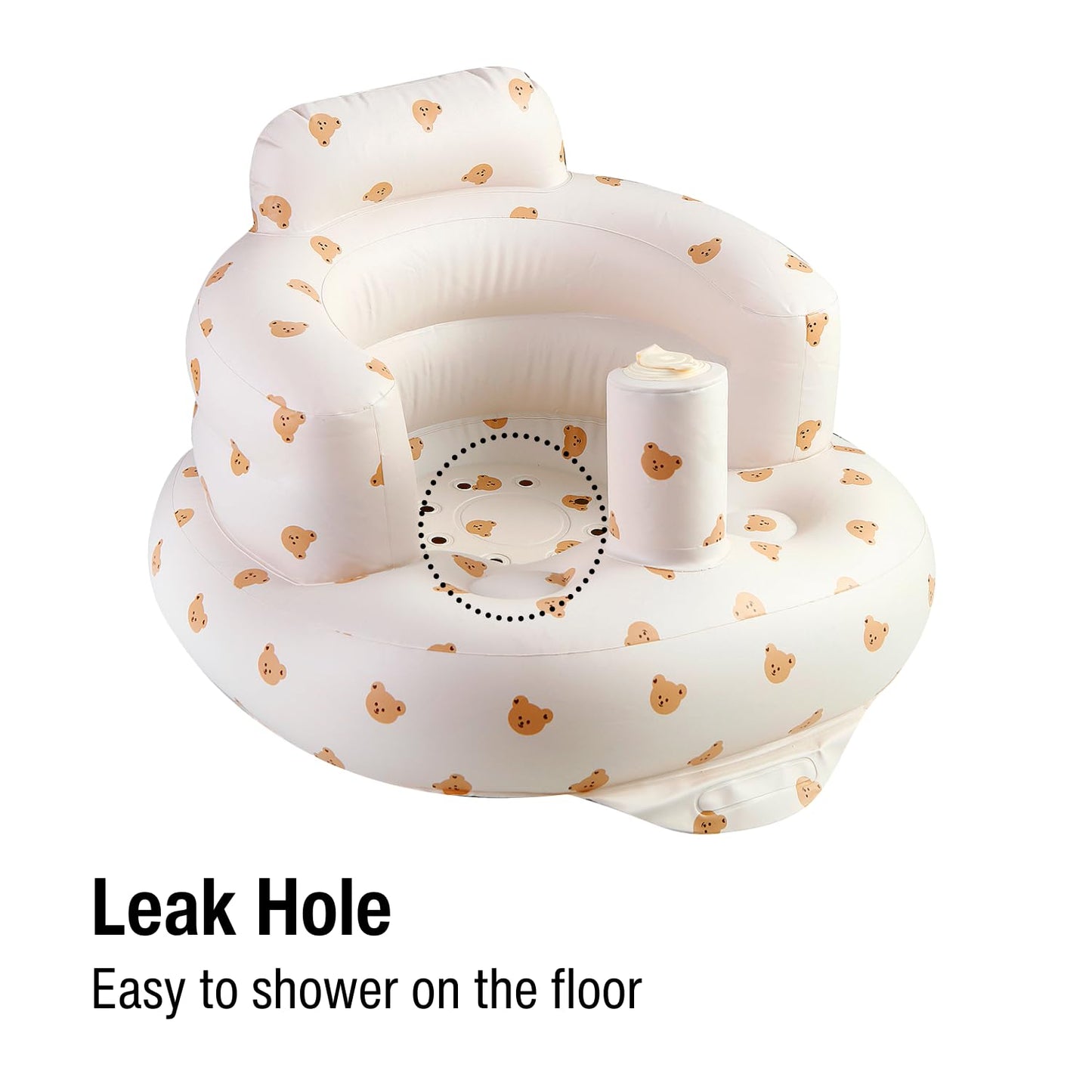 PandaEar Inflatable Baby Seat for 3 Months+, Blow Up Infant Chair Toddler Floor Seats with Built in Air Pump for Sitting Up, Bear