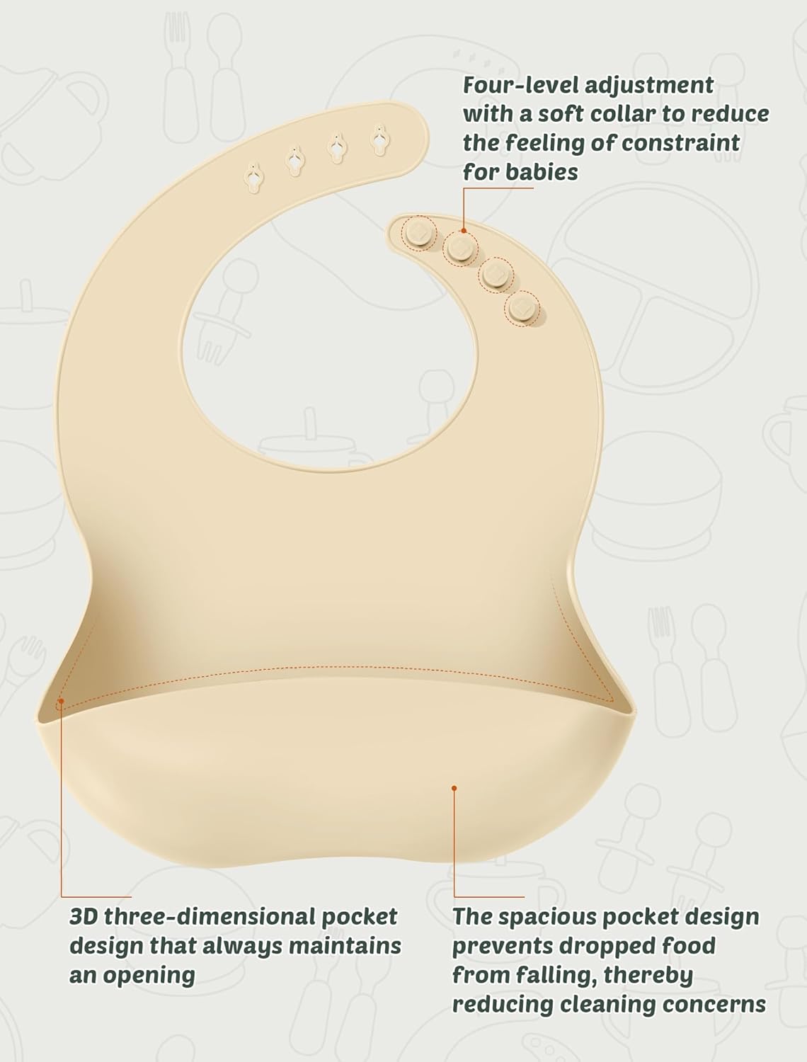 Silicone Baby Feeding Set 9 Pcs, Spill-Proof Suction Plate, Bowl, Bib, Silicone spoon&forks, Wooden Spoons&forks, Training cup with straw and Sippy Cup, Baby Eating Utensils (Beige)