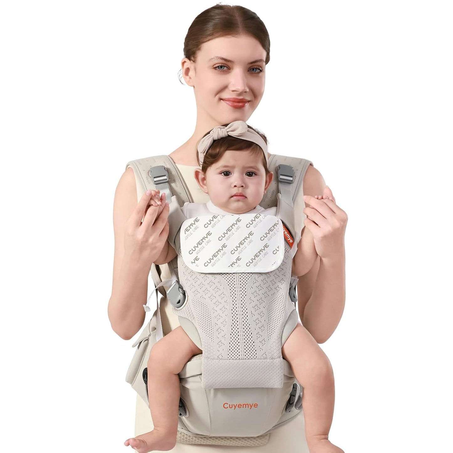 Baby Carrier with Hip Seat, 2-in-1 Forward-Facing Carry for Newborn to Toddler，Knob Design - Precision Adjustment，All Seasons Holder Infant Carriers Fits Waist Sizes up to 45 Inches (Grey)