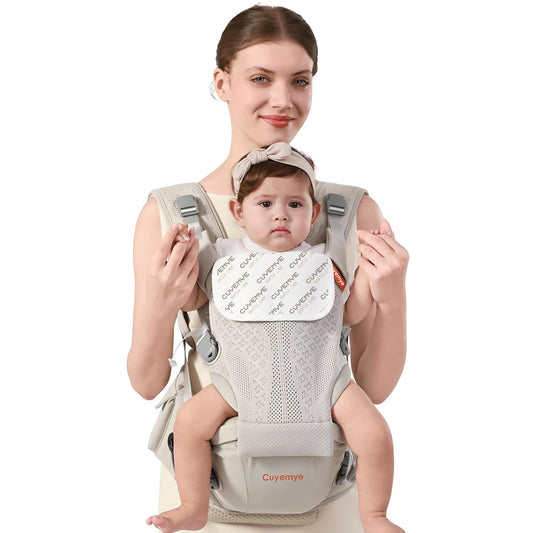 Baby Carrier with Hip Seat, 2-in-1 Forward-Facing Carry for Newborn to Toddler，Knob Design - Precision Adjustment，All Seasons Holder Infant Carriers Fits Waist Sizes up to 45 Inches (Grey)