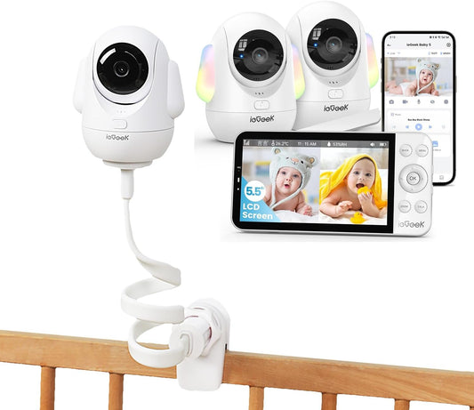 ieGeek 5.5'' Split-Screen Baby Monitor,2.5K UHD Camera Baby Monitor Mount Bracket