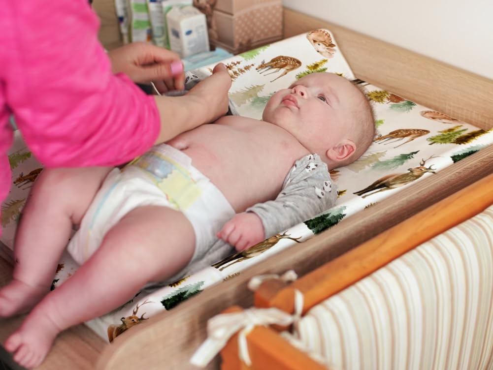 4 Pack Changing Pad Covers Woodland Forest Animals Wood Neutral Unisex Fitted Baby Changing Pad Cover Set for Baby Boys or Girls (Cartoon Fox)