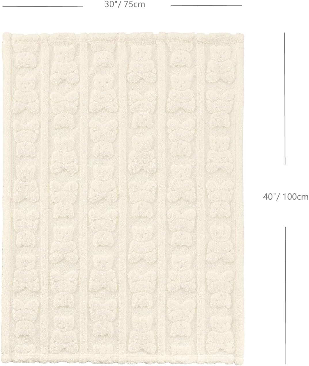 CREVENT 30"X40" Cozy Soft Warm Sherpa Baby Blanket for Girls Boys, Newborn Essentials for Infant, Baby Shower Receiving Gift - Ivory Bear 75X100cm + Gift Bag with Ribbon