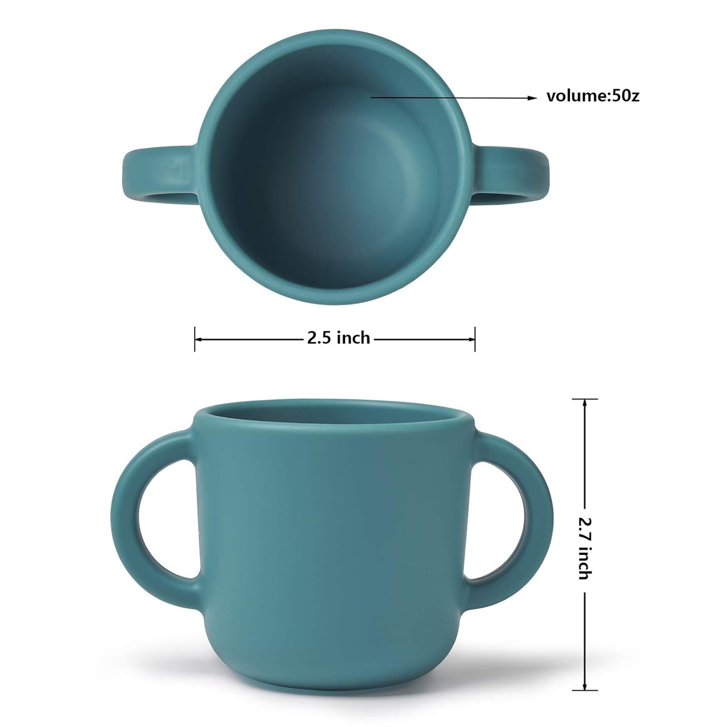 Silicone Training Cup for Infants, Toddler Learning Cup with Two Handles, Baby Open Cup 5oz, 6months+ (Gray)