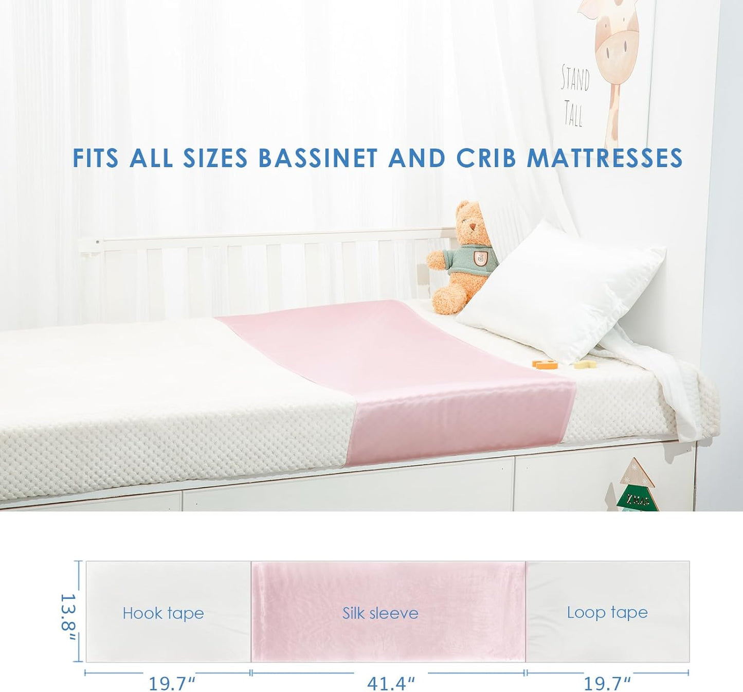 PROMEED 2 Pack 100% Mulberry Silk Crib Sheet for Baby Hair, 23 Momme Silk Bassinet Slip for Baby Bald Spots, Soft and Safe Silk Cot Sleeve for Everyday Use (Pink)