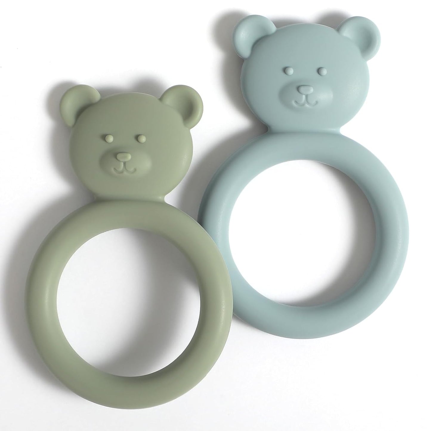 Silicone Baby Teether, Teething Toy Ring for Babies, Easy to Hold Design, BPA Free (Sage + Ether)