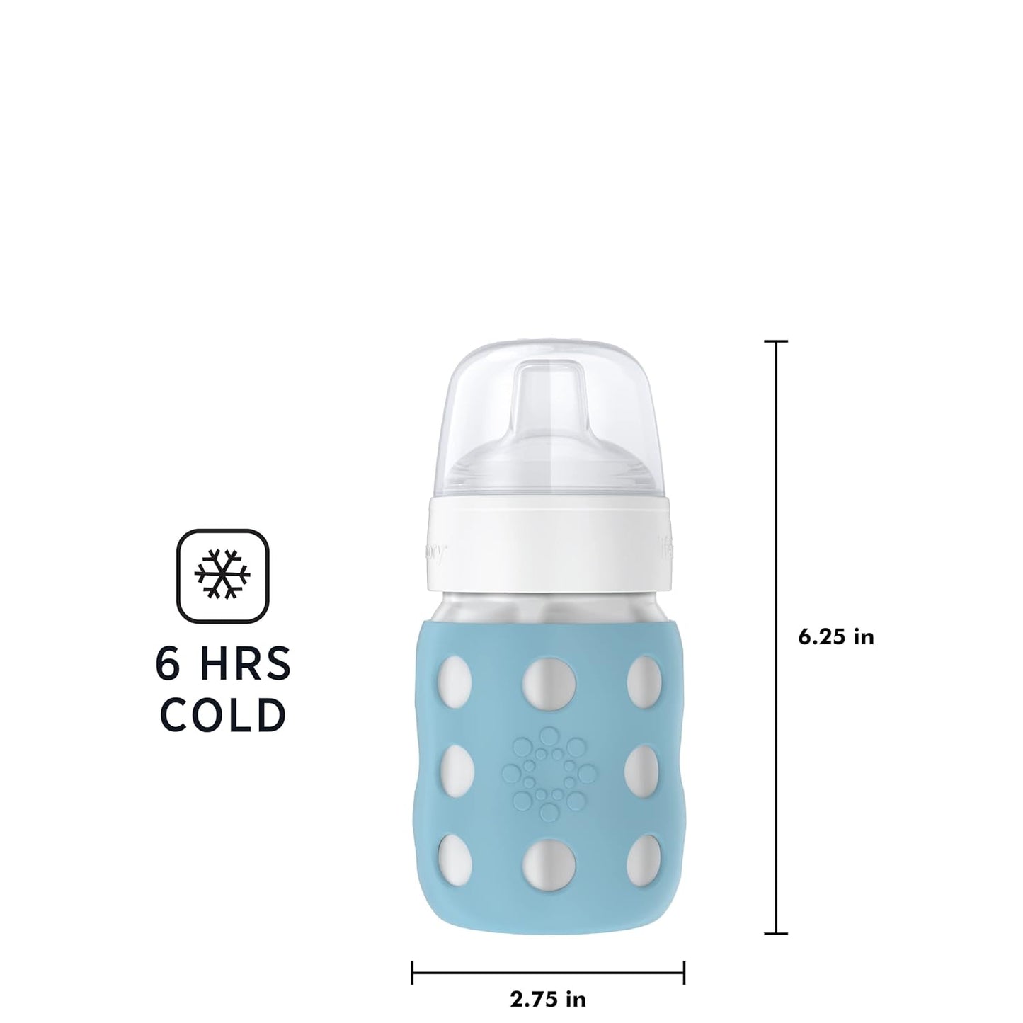 Lifefactory 8-Ounce Stainless-Steel Vacuum-Insulated Wide-Neck Baby Bottle with Sippy Nipple, Denim (LS2251WDE4)