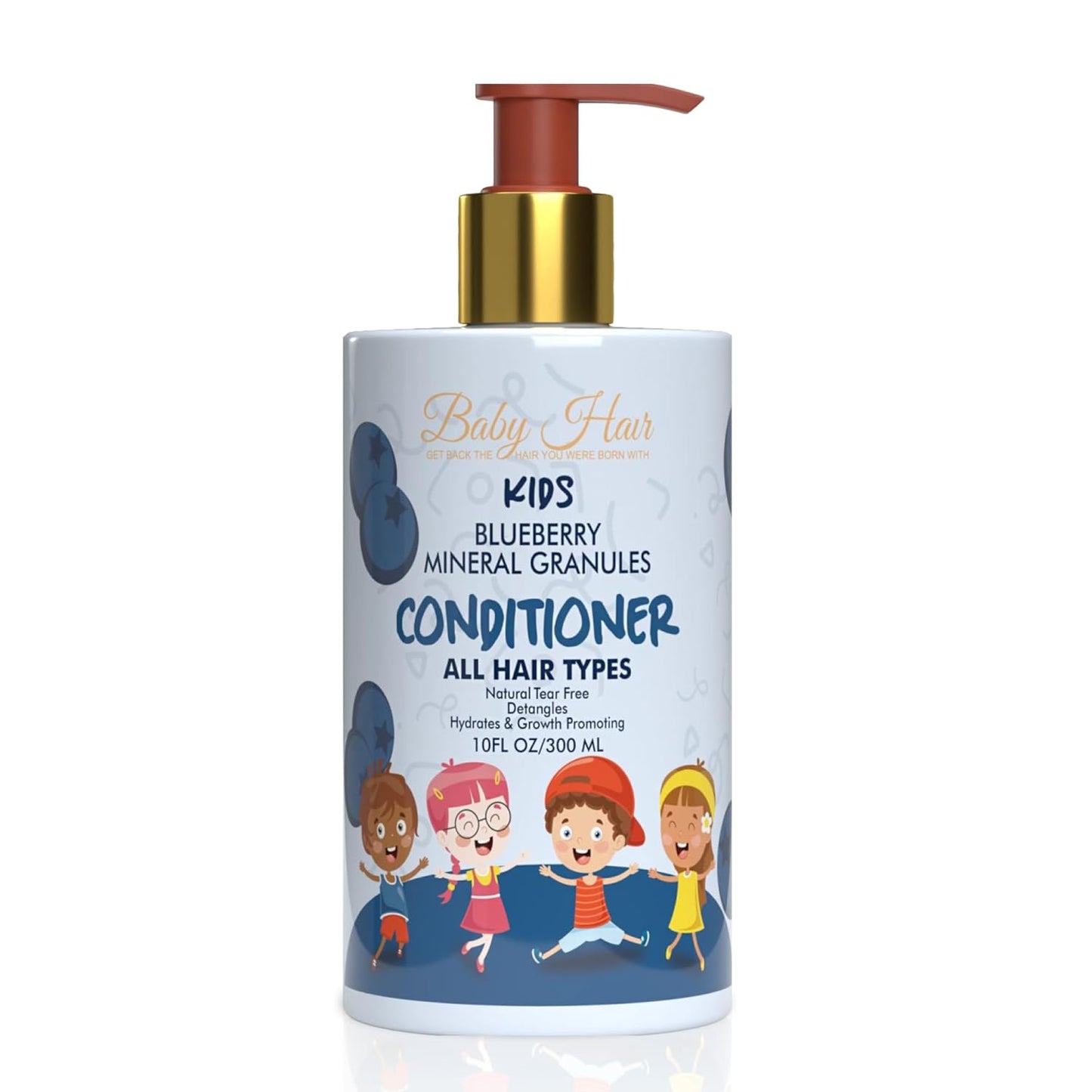 BABY HAIR - Blueberry Mineral Kids Hair Conditioner, Sulfate-Free Toddler Hair Conditioner, Hair Conditioner for Kids with Blueberry & Strawberry Oil, Aloe Vera, and Biotin, 10 fl.oz